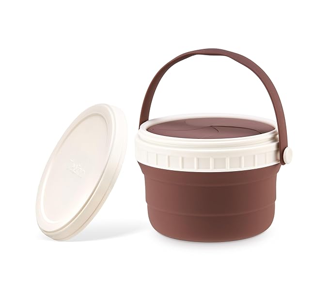 No Spill Silicone Toddler Snack Containers, Detachable Silicone Flap for Filling&Cleaning, Crumb-Free Hard Plastic Screw Travel Lid, Ultra-Soft for Baby Kids Hand In-Out, Snack Cup Holder 12 oz