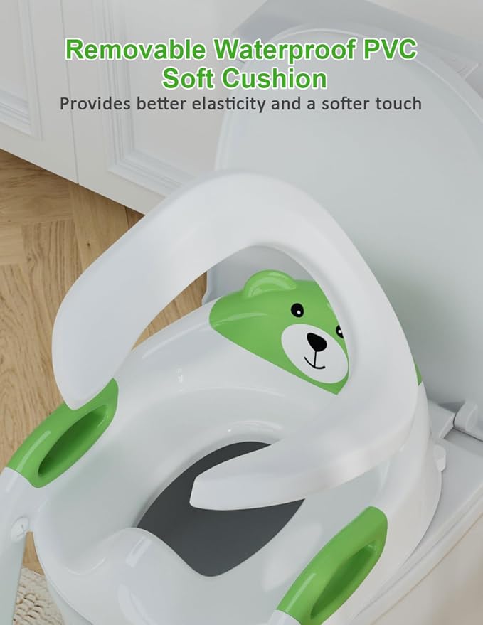 Potty Training Seat with Step Stool Ladder, Potty Training Toilet Seat with Soft Seat Splash Guard, Adjustable Height, 2 in 1 Potty Seats for Toddlers Kids Boys Girls