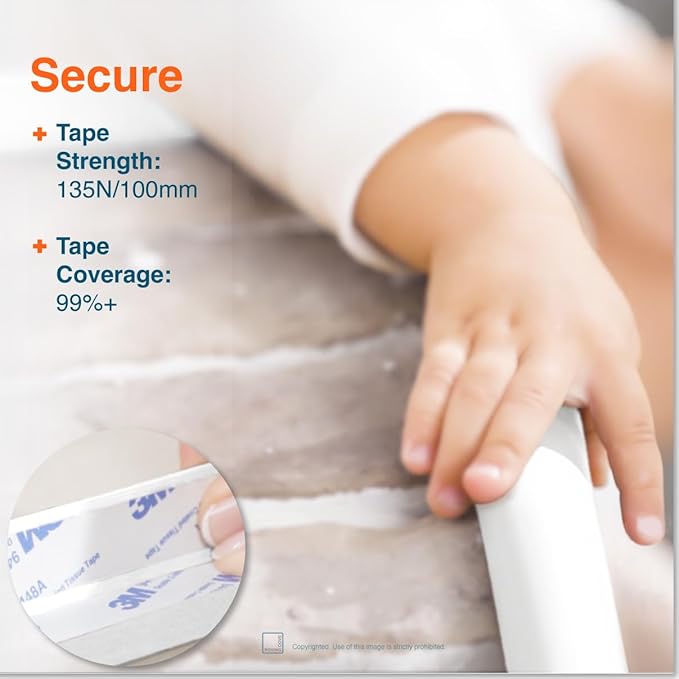 Roving Cove HeftyFit Edge Corner Protector Baby Proofing (Large 15ft Edge 4 Corners), Heavy-Duty, Soft NBR Rubber Foam, Furniture Fireplace Safety Bumper Guard, 3M Adhesive, Oyster White (Off White)