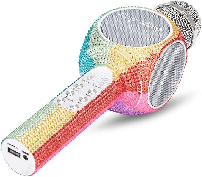 Sing-Along Bling Bluetooth Karaoke Microphone and Bluetooth Stereo Speaker All-in-One (Rainbow Bling)