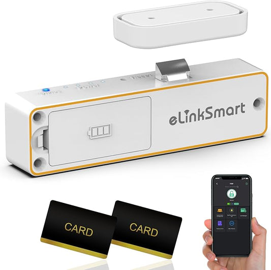 Anweller Smart Cabinet Lock, Hidden No Drill Keyless Electronic Digital Bluetooth RFID Magnetic Child Safety Baby Proofing Drawer Lock for Cupboard Closet Liquor Adults Secret Cabinets - White Orange