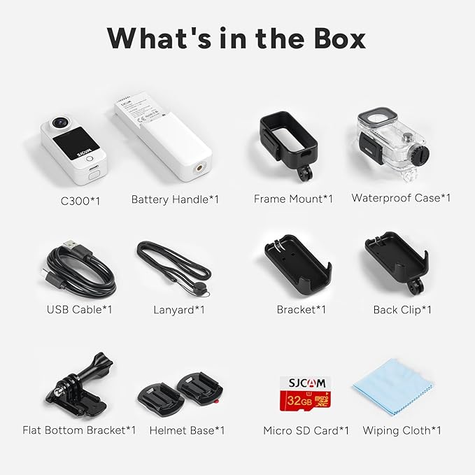 SJCAM C300 4K Vlogging Cam,7H Long Power,Super 6-Axis Stabilization Pocket Vlog Camera,Handheld Dual-Touch Screen Action Camera,30M Waterproof,Portable mini Tiny for Student,Ladies,Kids Action Cam