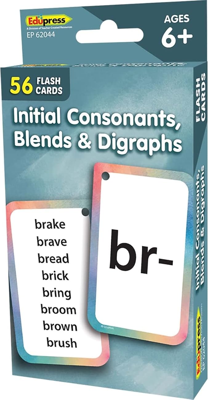 Teacher Created Resources Initial Consonants, Blends & Digraphs Flash Cards (EP62044) 3-1/8" x 5-1/8"