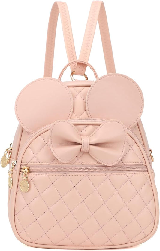 KL928 Girls Bowknot Polka Dot Cute Mini Backpack Small Daypacks Convertible Shoulder Bag Purse for Women