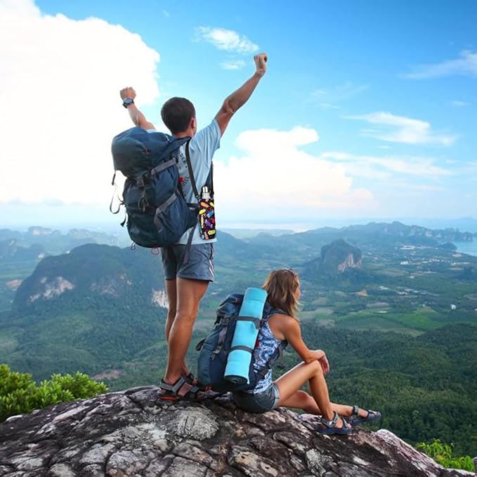 Neoprene Water Bottle Carrier Bag with Adjustable Shoulder Strap for Men Women Walking Hiking,Portable Insulated Holder Case for Stainless Steel/Glass/Plastic Bottles