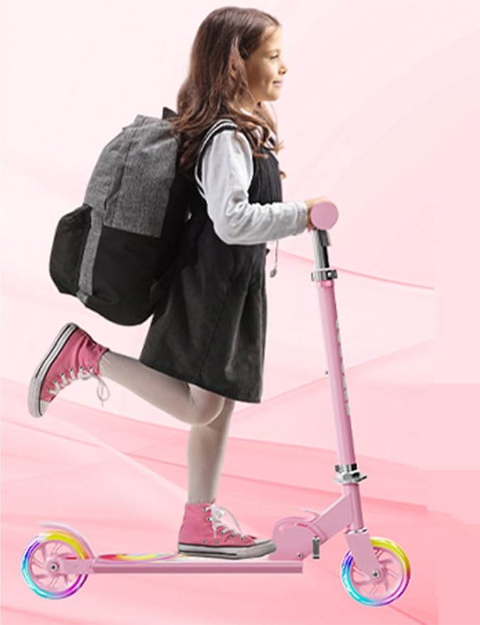 Scooter for Kids Ages 3+, 2 Wheels Kids Kick Scooter with Led Light Up & 3 Levels Adjustable, Lightweight Foldable for Boys&Girls