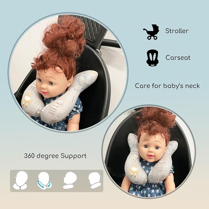 Baby Head Rest Pillow for Stroller Cartoon Neck Chin Support Pillows for Infants Toddler Neck Protection Cushion for Travelling, Monster