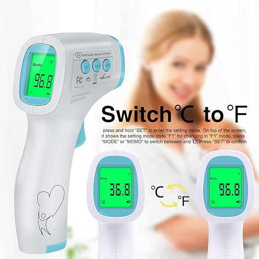 Digital Thermometer for Adults and Kids, No Touch Forehead Thermometer for Baby, 2 in 1 Body Surface Mode Infrared Thermometer with Fever Alarm and Instant Accuracy Readings