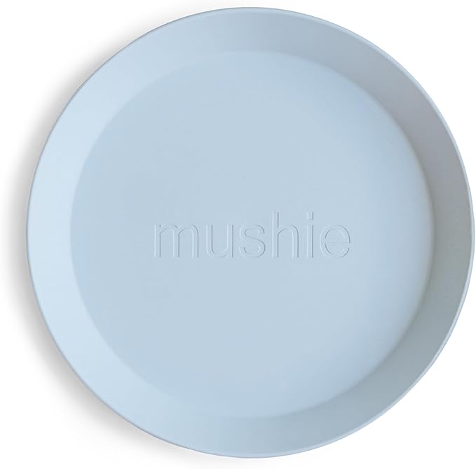 mushie Round Dinnerware Plates for Kids | Made in Denmark, Set of 2 (Powder Blue)