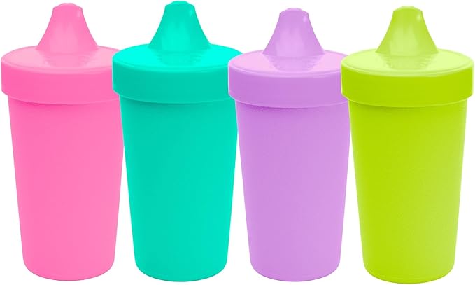 Re-Play Sippy Cups for Toddlers - 10 Oz. Reusable Spill Proof Cups for Kids, Dishwasher/Microwave Safe - Made in USA - Set of 4-3.13" x 6.25" - Mermaid