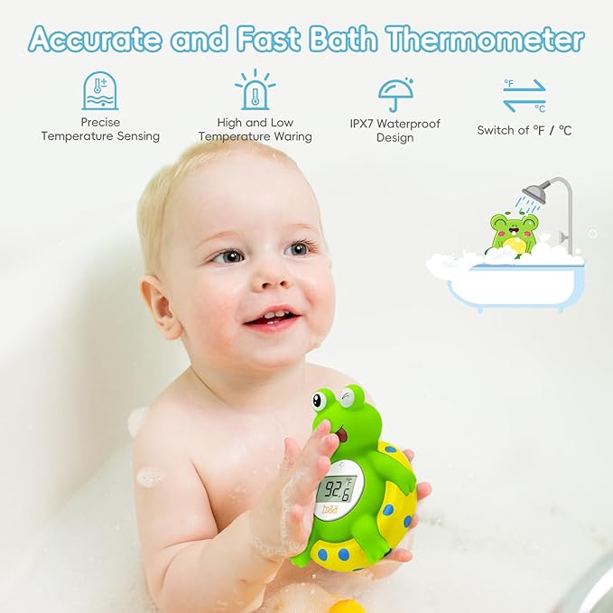 b&h Baby Bath Thermometer Frog - Easy to Read Display | BPA-Free| Fahrenheit or Celsius | Digital Water Temperature Thermometer for Newborns & Infants, Safe Floating Bath Toy