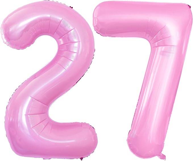 GOER Number 27 Balloons for 27th Birthday Party Decorations,42 Inch Jumbo Foil Helium 72 Balloons for 72nd Birthday Party Decoration (Light Pink)