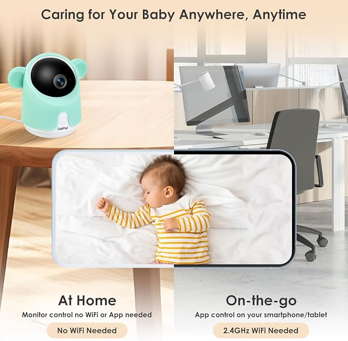 Baby Monitor with Camera and Audio, 1080P Baby Camera Monitor WiFi Smartphone App Control Night Vision 4.3” Screen 2-Way Talk Temperature & Humidity Sensor Lullabies Motion & Cry Detection iOS/Android