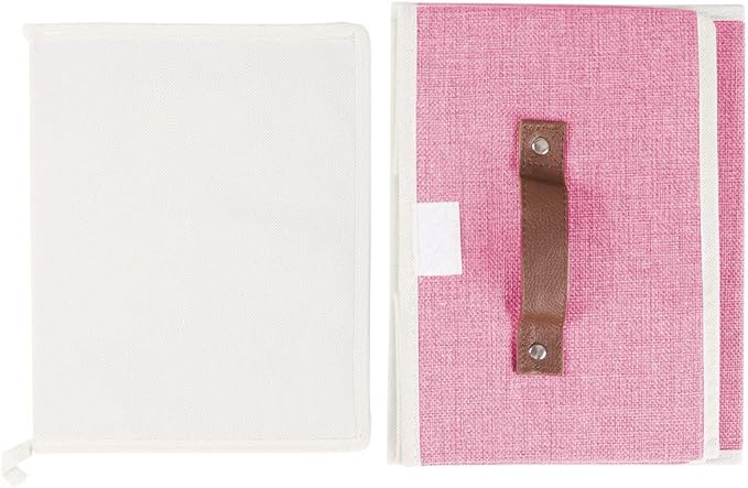 Lucky Monet Storage Bins Boxes with Lids 2 Pack Decorative Storage Boxes Collapsible Fabric Storage Basket Containers Lidded Storage Cube for Organizing Closet Home Office, 15"x 10"x 10" (Pink)