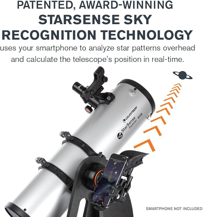 Celestron StarSense Explorer 130AZ App-Enabled Telescope – 130mm Tabletop Dobsonian with Smartphone Dock & StarSense App – iPhone & Android Compatible – Easy-to-Use for Beginners