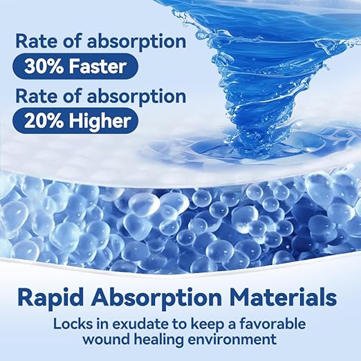 Dimora Silicone Super Absorbent Wound Dressings - Gentle Adhesive Bandages with Ultrasorb Polymer,Heavy Exudate Wound Care Pads 6"X 6" 10 Packs