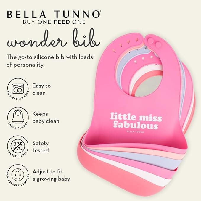 Bella Tunno Baby Bib for Eating, Set of 2 Waterproof Silicone Bibs with Large Food Catcher, Adjustable Fit for Babies 4-12 months & Toddlers 1-3 Years, Boys & Girls, Hunk & The Legend