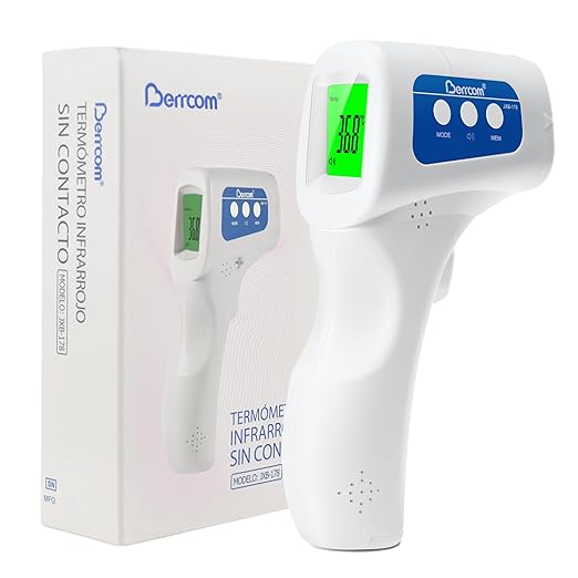 Berrcom Non Contact Forehead Thermometer Digital No-Touch Infrared Thermometers 3 in 1 for Adults and Kids Fever Check Thermometer Temperature Gun for Baby(Included 2X AAA Batteries)