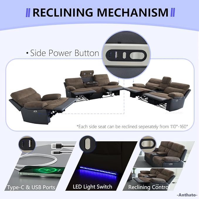 Power Recliner Loveseat Sofa - Image 6