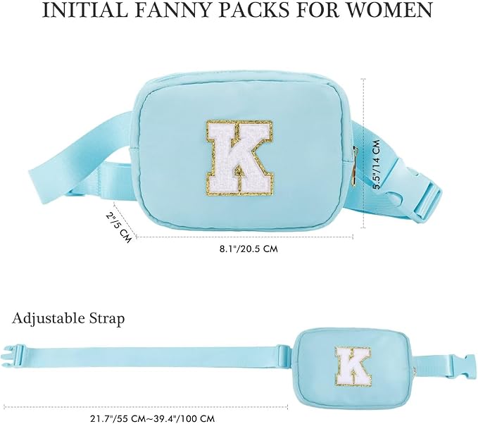 YOOLIFE Birthday Gifts for 4 5 6 7 8 9 10 11 12 13 14 Year Old Girls - Initial Fanny Pack Belt Bag Purse for Girls Teens Daughter Sister Niece, Personalized Trendy Stuff for Teen Girl Kids | Blue F