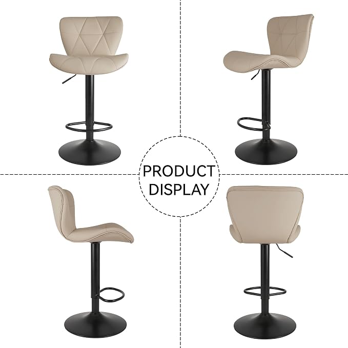 Nalupatio Modern Bar Stools Set of 4, Adjustable Faux Leather Upholstered - Image 5