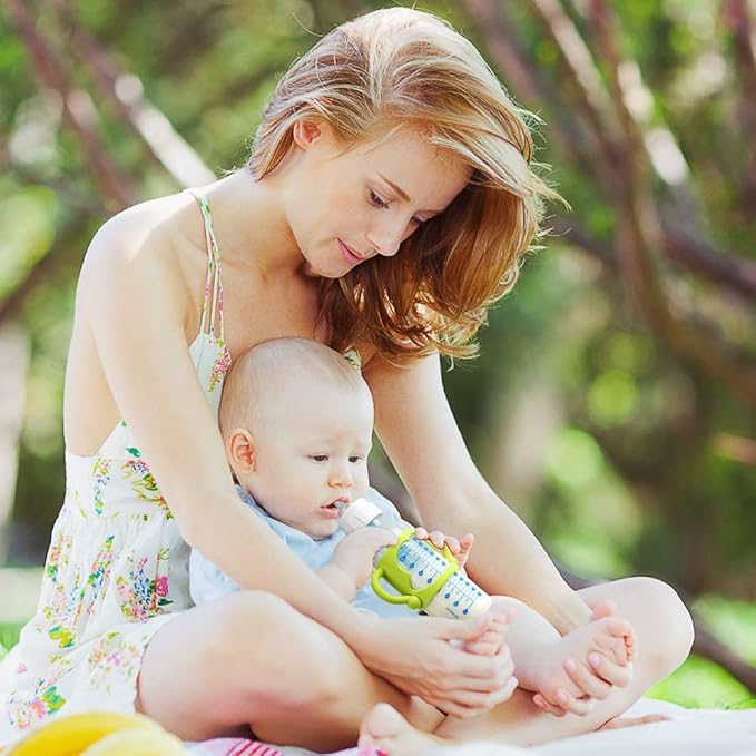 Silicone Baby Bottle Handles, 2PCS Bottle Handles for Dr Brown Narrow Bottles, Easy Grip Handles to Hold Baby Bottle, Easy Carry Handle Lightweight Bottle Handle(Green/Blue)