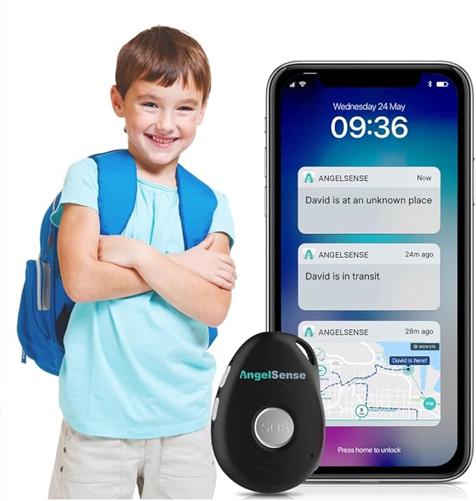 AngelSense Personal GPS Tracker for Kids, Teen, Autism, Special Needs, Elderly, Dementia - 2-Way Auto-Answer Speakerphone & SOS Button - School Bus Tracking - Subscription Required