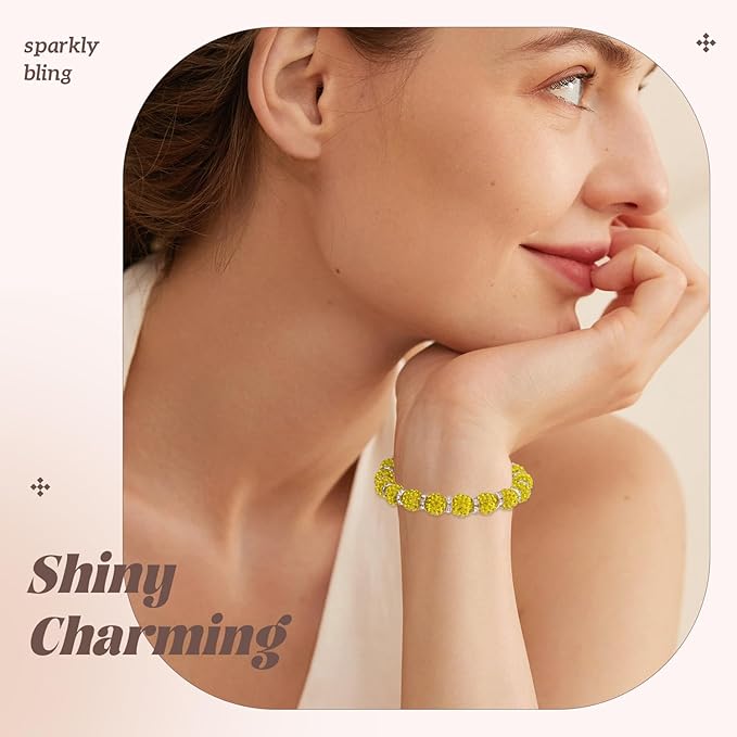 160pcs 10mm Rhinestone Beads for Jewelry Making, Yellow Shiny Round Disco Ball Beads Bulk, Sparkle Crystal Clay Christmas for Bracelet Baseball Necklace Earring Crafting and DIY