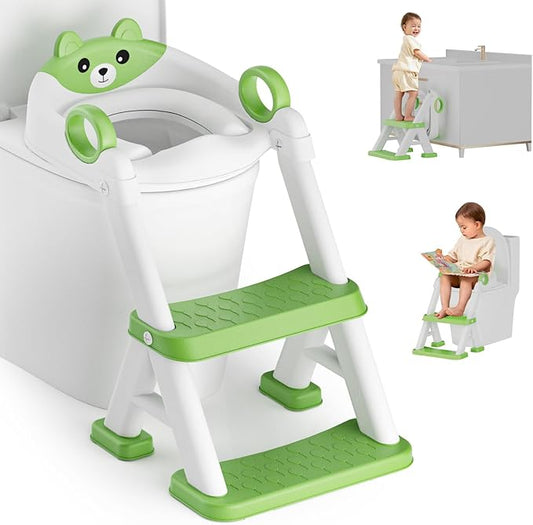 Potty Training Seat, Toddler Toilet Seat With Steps, 2 In 1 Toddler Potty Training Toilet With Splash Guard, Anti-Slip Step Stool Soft Mat, Adjust High Potty Seats For Toddlers Kids Boys Girls