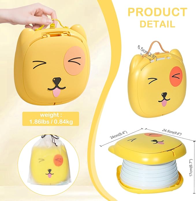 2025 Upgraded Portable Potty Training, Travel Potty for Toddler, portable toilet for kids Foldable, Apply to Seat Emergency Toilet for Camping, Outdoor,Car, Indoor (Yellow)