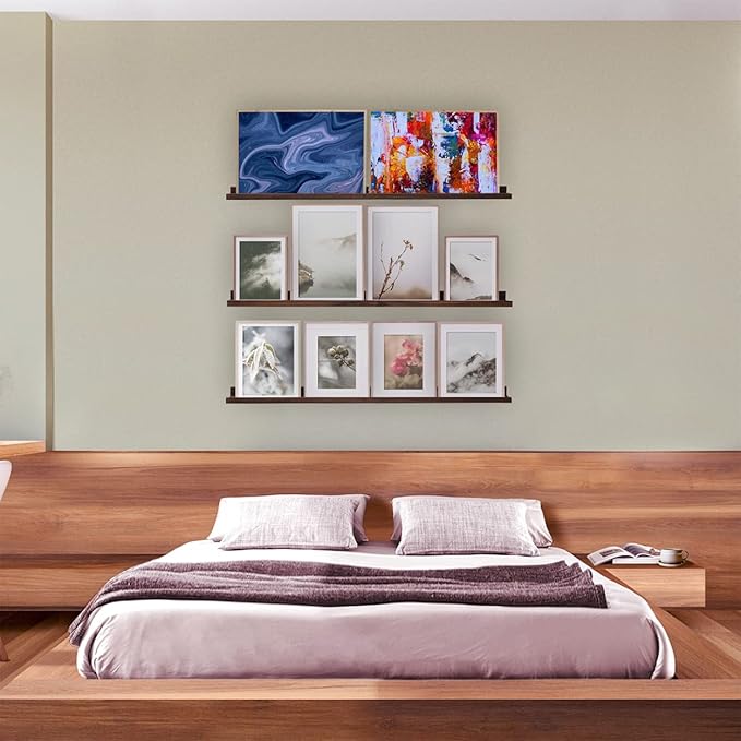 AZSKY 36 Inch Wall Mounted Floating Shelves for Home Decoration,Picture Display Wall Ledge Shelf for Bedrooms,Office,Living Room, Kitchen, Deep Walnut Wood Wall Shelf,3 Same Sizes