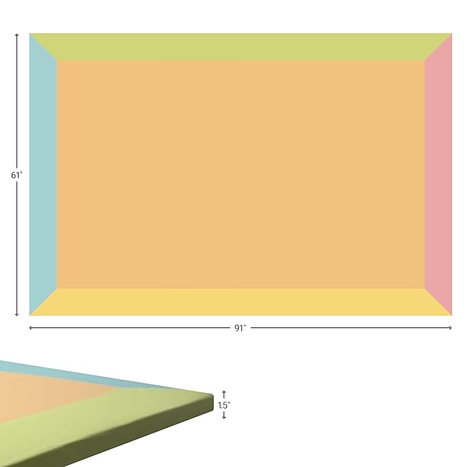 Zety Compatible Baby Play Mat - PU Leather Baby Playpen Mat - Waterproof Baby Play Mats for Floor - 1.5" Thick High Density Foam Play Mat (Colored, 8-Panel) (Colored, 10-Panel)