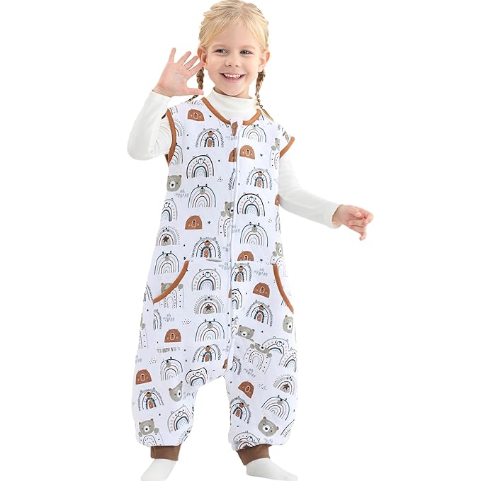 Baby Toddler Sleep Sack with Feet 2.5 TOG Winter, Wearable Blanket with Legs, Toddler Sleeping Sack Long Sleeve (Bear, 3T-5T)