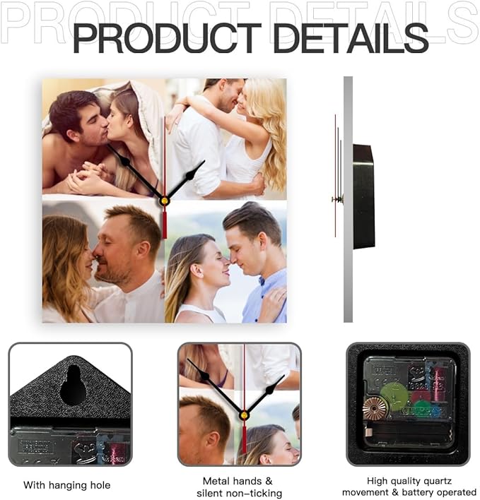 Generic Custom Wall Clock Personalized Wall Photo Customized Round Clock for Birthday Wedding Present Creative, 12inch-30cm