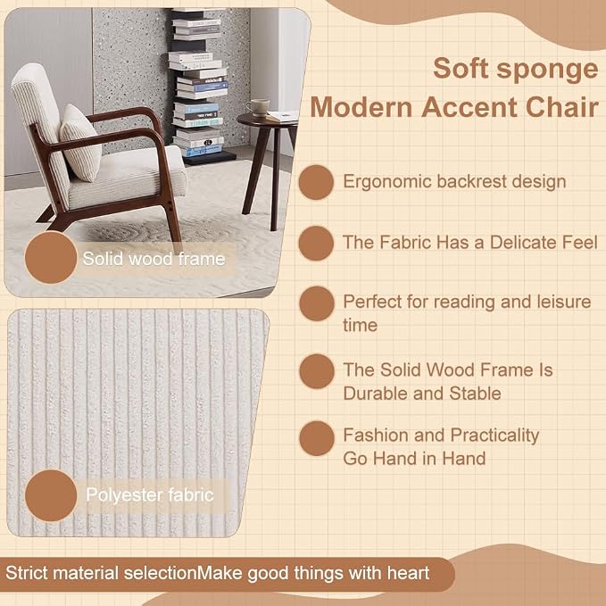 Havemies Mid-Century Modern Living Room Set, Accent Chair & Coffee Table in - Image 5
