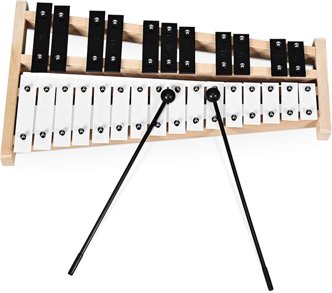 Giantex 27 Note Glockenspiel Xylophone, Percussion Instrument with Wood Base and 27 Metal Keys, Alto Full Size Glockenspiel Xylophone for Adults and Kids- Includes 2 Mallets and Carrying Bag