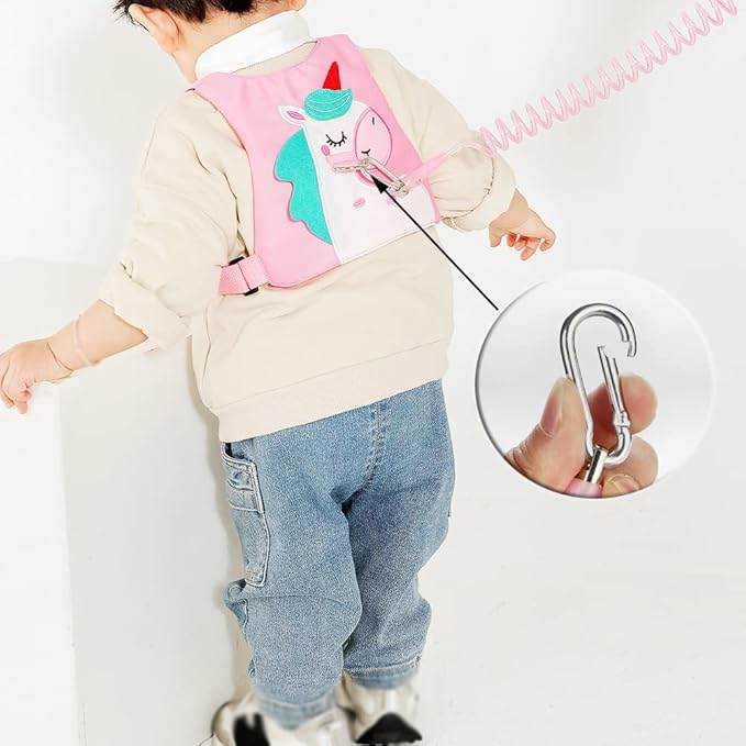 Toddler Leash-Baby Walking Safty Harness and Child Anti Lost Wrist Link for Girls/Boys Travel (Pink)