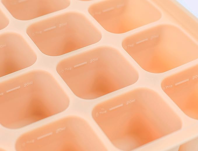 Baby Food Storage Silicone Cubes with Clip-On Lid Freezer Tray Baby Food Soups Purees Ice Easy and Safe Design Made in Korea (20 Celadon Green)
