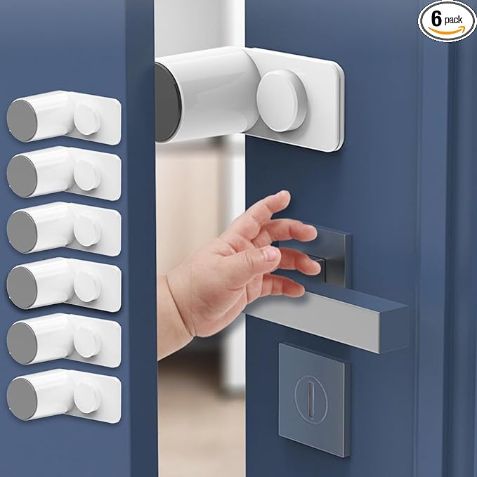 Kytasryl Door Pinch Guard, Baby Proofing Door Stoppers with 180° Rotating Self Adhesive Base, Children Anti-Pinch Door Stopper, Keep Finger Safe (6 PCS)