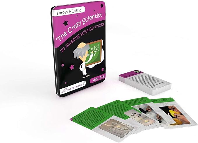 The Purple Cow- The Crazy Scientist Science Tricks Card Set, Forces and Energy, Science Experiment kit for Kids Both Boys and Girls 6 Years and Older, Instructions Inside – Amazing STEM Learning