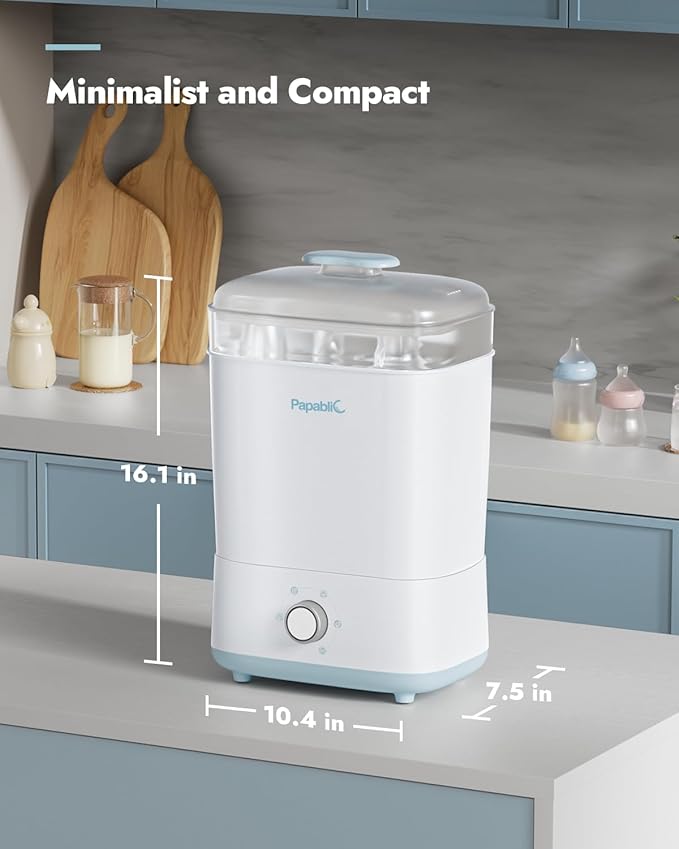 Papablic Baby Bottle Sterilizer and Dryer Pro, Esterilizador De Biberones, Electric Steam Sterilizer for Baby Bottles, Pacifiers, and Pump Parts, Large Capacity 10 Bottles