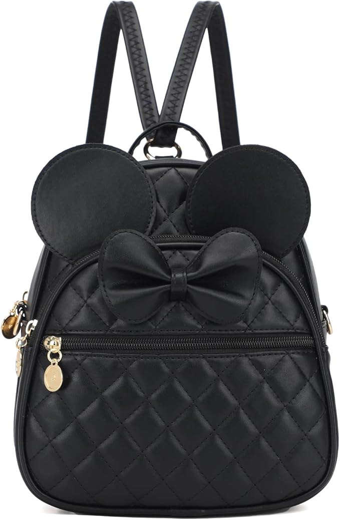 KL928 Girls Bowknot Polka Dot Cute Mini Backpack Small Daypacks Convertible Shoulder Bag Purse for Women