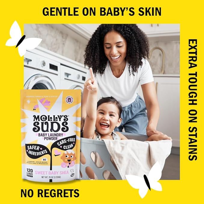 Molly's Suds Baby Laundry Detergent Powder | Removes Formula, Poop & Spit-Up Stains | Extra Gentle for Newborns (Sweet Baby Shea)
