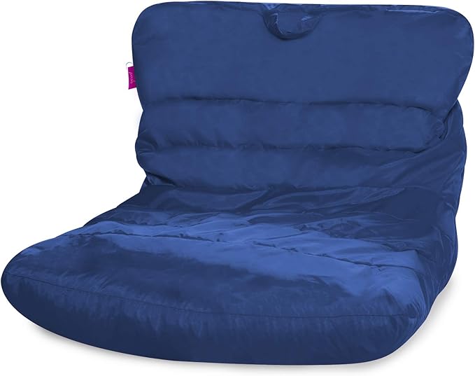 Posh Creations Structured Comfy Seat for Bedrooms and Dorm Rooms, Large Bean Bag Chair, Laguna Lounger, Navy