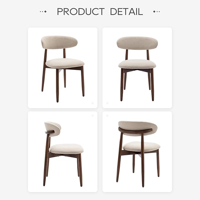 COLAMY Wooden Dining Chairs Set of 6, Modern Upholstered Fabric Dining Room - Image 9