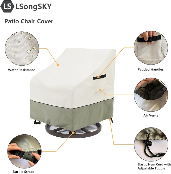 Patio Swivel Chair Cover 4 Pack, Waterproof Heavy Duty Outdoor Chair Covers - Image 4