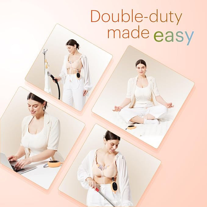 Upgraded Wearable Hands Free Breast Pump: D6 Portable Low Noise Breastfeeding Pumps with 3 Modes & 9 Levels & Memory Function | Leak-Proof Double-Seal Design | Strong Suction 15/17/21/25mm Flange