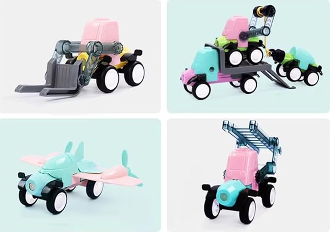 MAGMEN Mini Movers: Magnetic Blocks Building Set - Build Cars, Trucks, Planes & More! Fun & Imaginative STEM Learning Toys (79 pcs) for Kids Ages 3