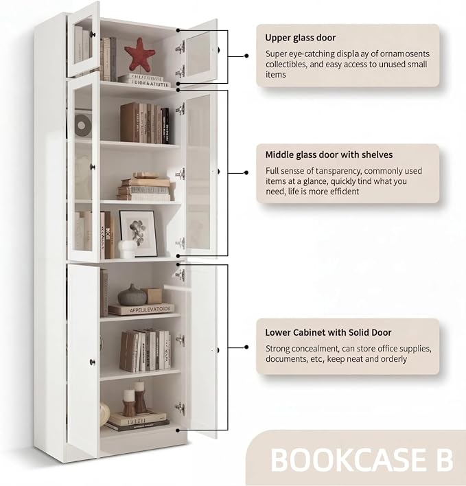 TUSY 85.5" Modern Tall Bookcase - Image 3