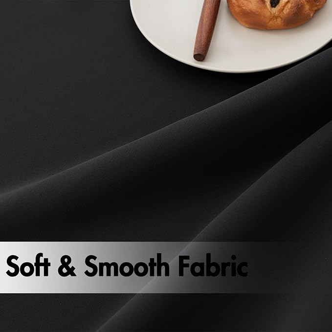 ANRODUO Back Tab Blackout Curtains for Bedroom Living Room, Rod Pocket Pinch Pleated Thermal Insulated Room Darkening Curtains 92 Inches Long 2 Panels, Black, 42 x 92 Inch